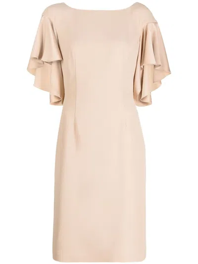 Paule Ka Draped-detail Satin-finish Dress In Neutrals