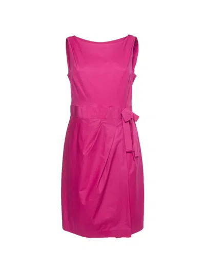 Pre-owned Paule Ka Draped Sleeveless Midi Dress In Pink