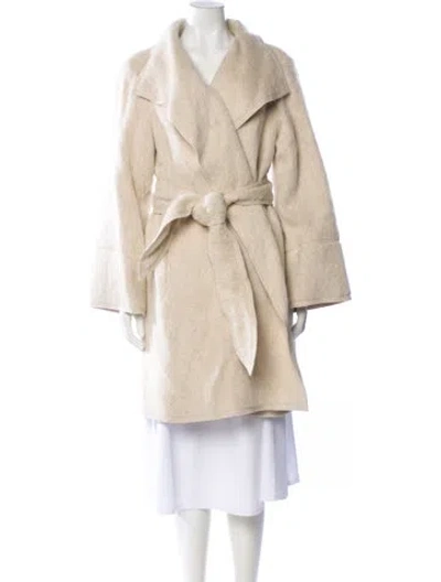 Pre-owned Paule Ka Faux Fur Coat In Neutral