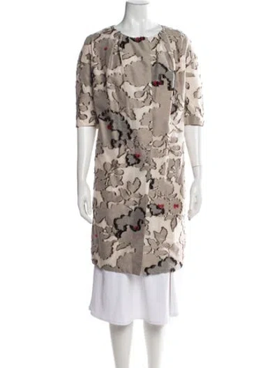 Pre-owned Paule Ka Floral Print Coat In Neutrals