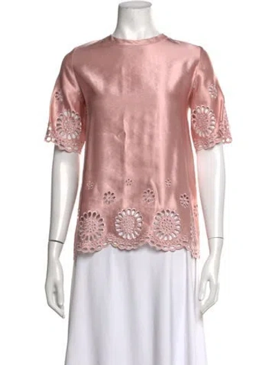 Pre-owned Paule Ka Floral Print Crew Neck Top In Pink