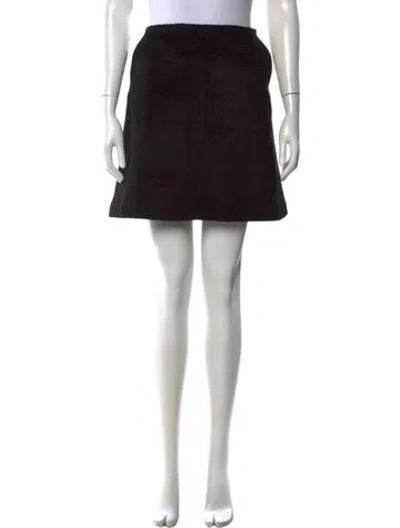 Pre-owned Paule Ka Fringe Trim Accent Mini Skirt In Black