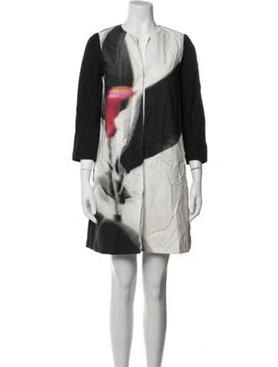Pre-owned Paule Ka Graphic Print Knee-length Dress In White