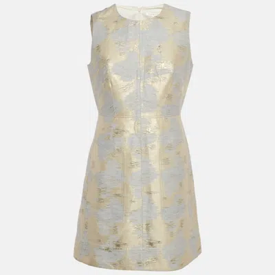 Paule Ka Grey/cream Lurex Jacquard Mini Dress In Multi