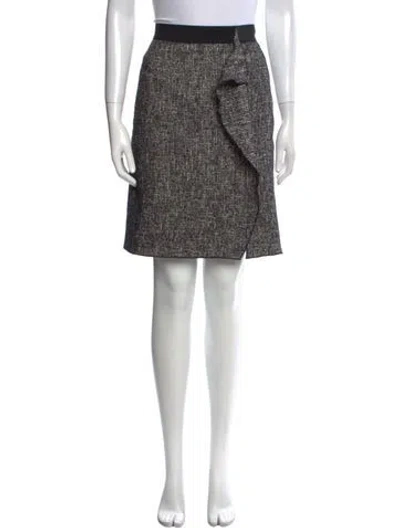 Pre-owned Paule Ka Houndstooth Print Knee-length Skirt In Black