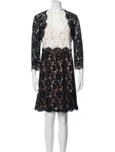 Pre-owned Paule Ka Lace Pattern Dress Set In Blue