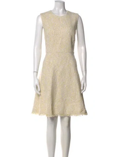 Pre-owned Paule Ka Lace Pattern Knee-length Dress In Yellow