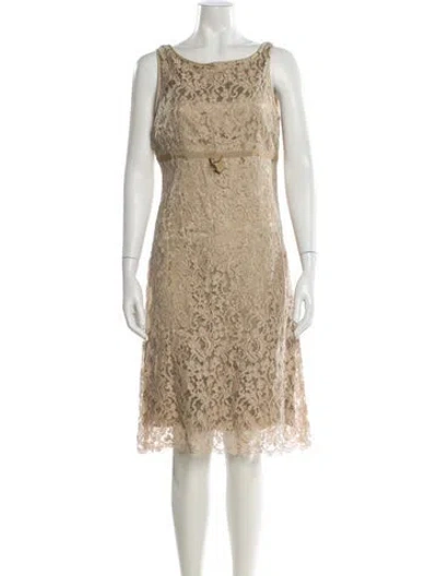 Pre-owned Paule Ka Lace Pattern Midi Length Dress
