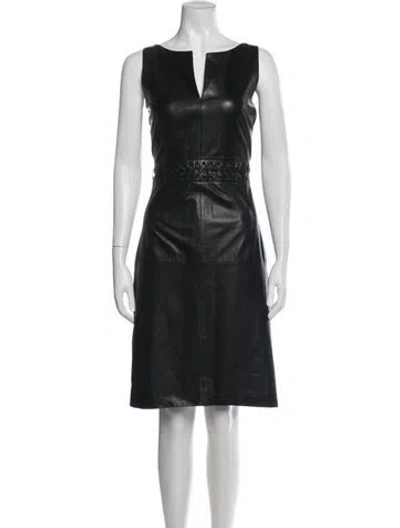 Pre-owned Paule Ka Lamb Leather Knee-length Dress In Black