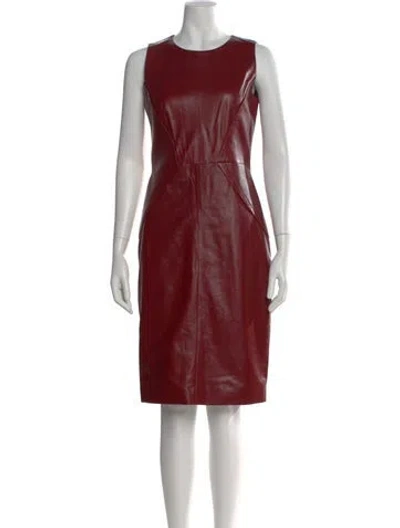 Pre-owned Paule Ka Lamb Leather Knee-length Dress In Red