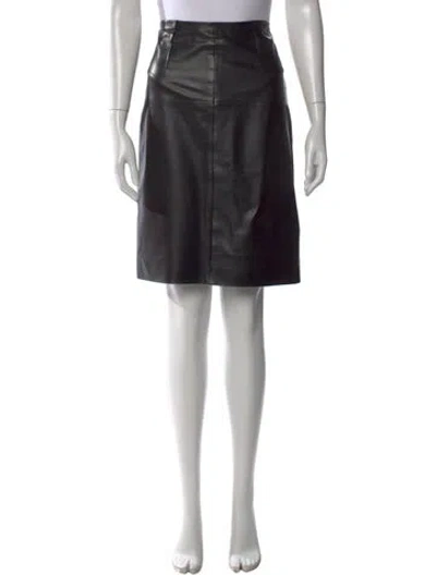 Pre-owned Paule Ka Lamb Leather Knee-length Skirt In Black