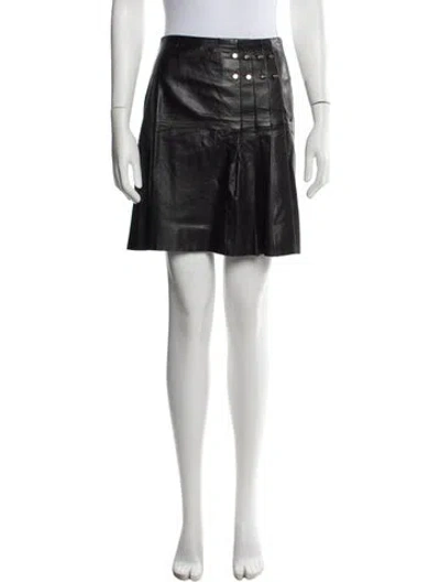 Pre-owned Paule Ka Lamb Leather Mini Skirt In Black