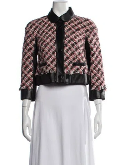 Pre-owned Paule Ka Lambskin Plaid Print Jacket In Multicolor