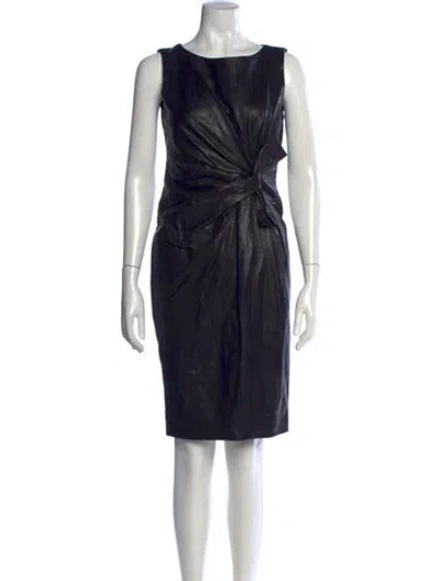 Pre-owned Paule Ka Leather Knee-length Dress In Black