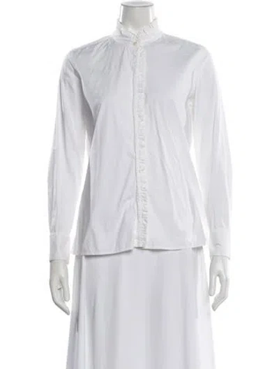 Pre-owned Paule Ka Long Sleeve Blouse In White