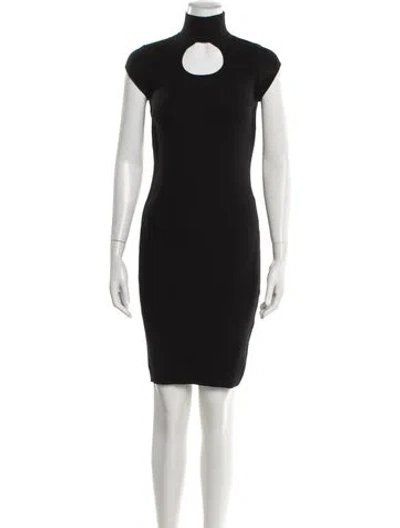 Pre-owned Paule Ka Merino Wool Knee-length Dress In Black