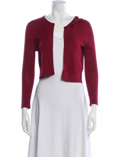 Pre-owned Paule Ka Merino Wool Open Front Sweater In Red