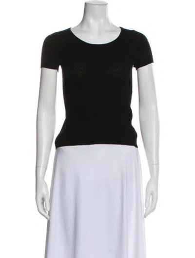Pre-owned Paule Ka Merino Wool Scoop Neck Top In Black