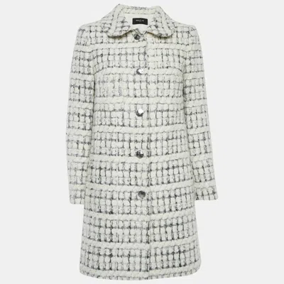 Pre-owned Paule Ka Off White Tweed Mid-length Coat M
