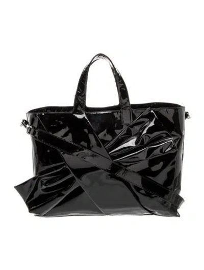 Pre-owned Paule Ka Patent Leather Top Handle Bag In Black