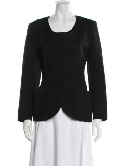 Pre-owned Paule Ka Patterned Blazer In Black