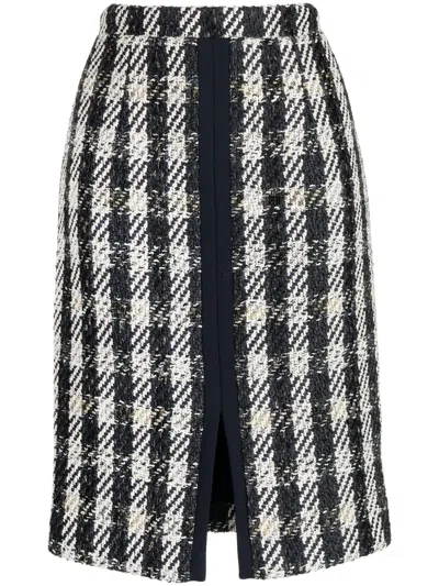 Paule Ka Pencil Tweed Houndstooth-pattern Skirt In Black