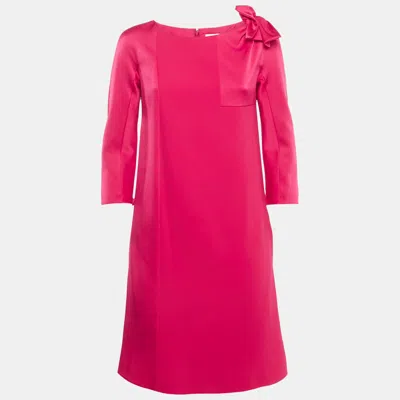Paule Ka Pink Crepe Bow Detail Mini Shift Dress