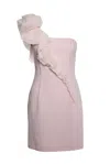 Paule Ka Pink Dress With Ruffle On The Shoulder In Pink