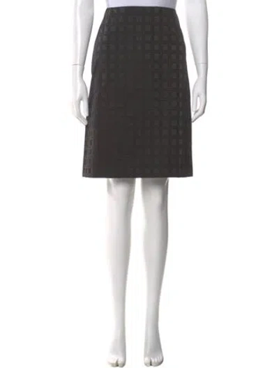 Pre-owned Paule Ka Plaid Print Knee-length Skirt In Black