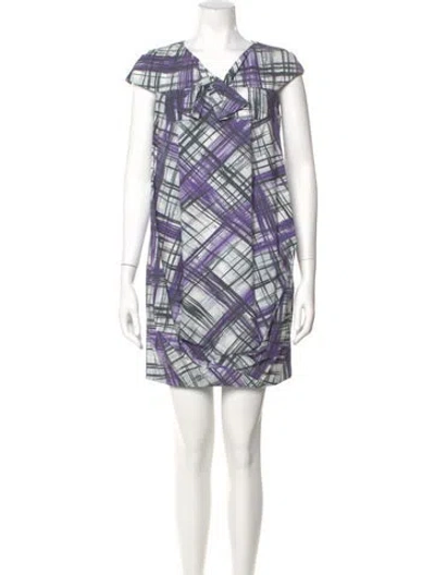 Pre-owned Paule Ka Plaid Print Mini Dress In Purple