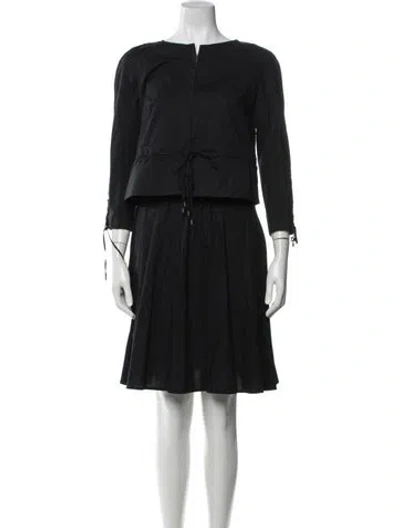 Pre-owned Paule Ka Pleated Accents Dress Set In Blue