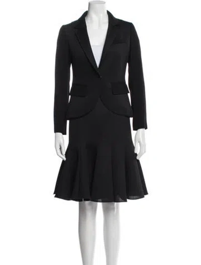 Pre-owned Paule Ka Pleated Accents Skirt Set In Black
