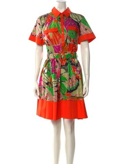 Pre-owned Paule Ka Printed Knee-length Dress In Orange