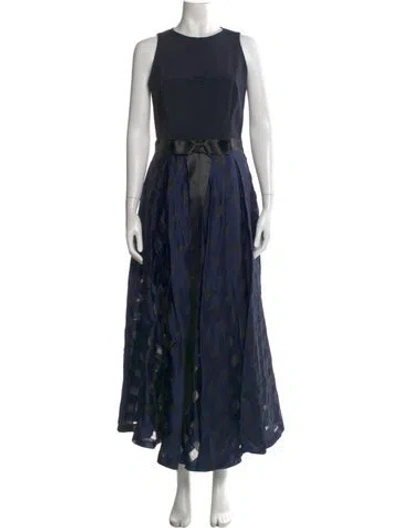 Pre-owned Paule Ka Printed Long Dress In Blue