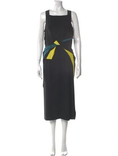 Pre-owned Paule Ka Printed Long Dress In Gray