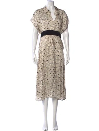 Pre-owned Paule Ka Printed Midi Length Dress In Neutrals