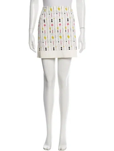 Pre-owned Paule Ka Printed Mini Skirt In White