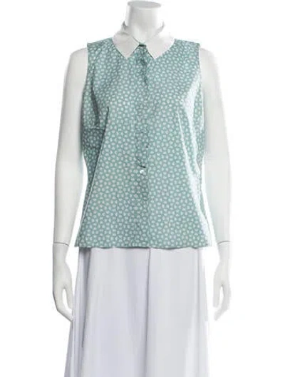 Pre-owned Paule Ka Printed Sleeveless Top In Blue