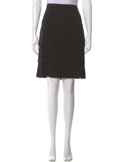 Pre-owned Paule Ka Ruffle Embellishment Knee-length Skirt In Black