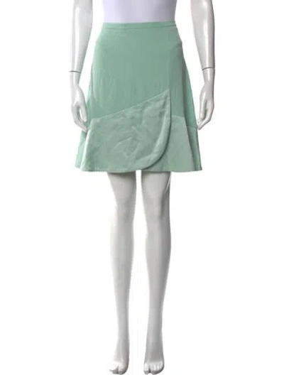 Pre-owned Paule Ka Ruffle Embellishment Knee-length Skirt In Green
