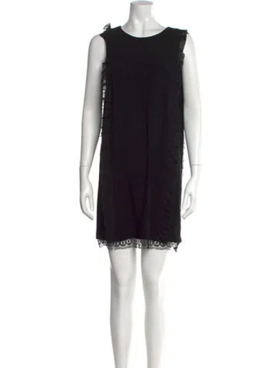 Pre-owned Paule Ka Scoop Neck Mini Dress In Black
