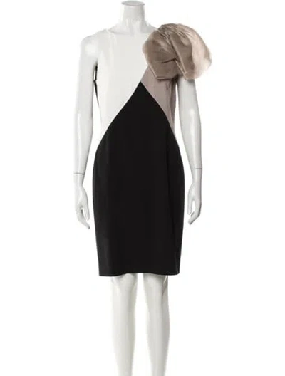 Pre-owned Paule Ka Scoop Neck Mini Dress In Black