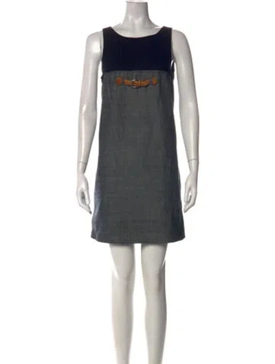 Pre-owned Paule Ka Scoop Neck Mini Dress In Gray