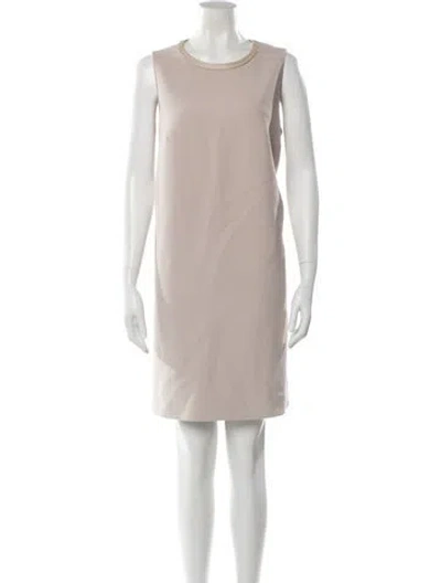 Pre-owned Paule Ka Scoop Neck Mini Dress In Neutral