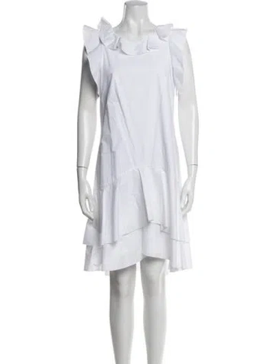 Pre-owned Paule Ka Scoop Neck Mini Dress In White