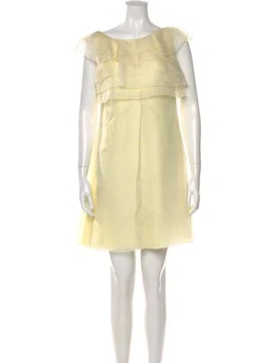 Pre-owned Paule Ka Scoop Neck Mini Dress In Yellow