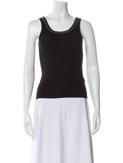 Pre-owned Paule Ka Scoop Neck Sleeveless Top In Black