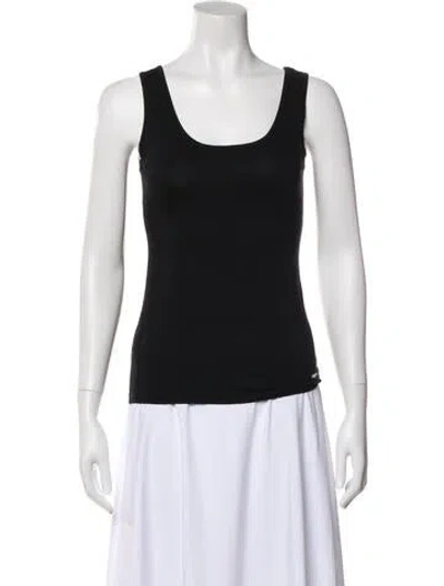 Pre-owned Paule Ka Scoop Neck Sleeveless Top In Black