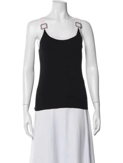 Pre-owned Paule Ka Scoop Neck Sleeveless Top In Black