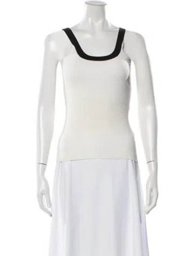 Pre-owned Paule Ka Scoop Neck Sleeveless Top In Neutrals